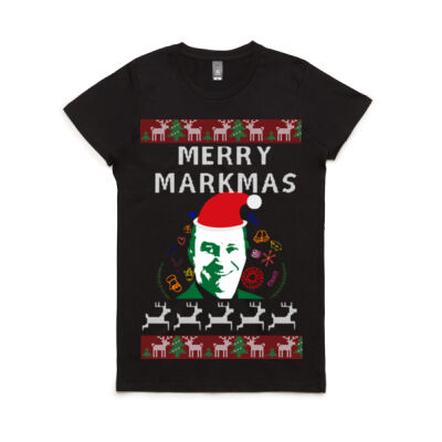 Merry Markmas Ugly Christmas Tee [Womens] Thumbnail