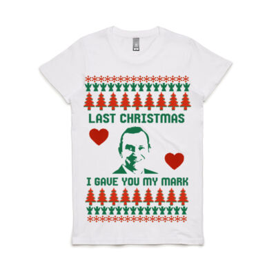 Last Christmas I Gave You My Mark - Ugly Christmas Tee [Womens] Thumbnail