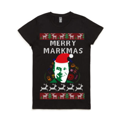 Merry Markmas Ugly Christmas Tee [Womens] Thumbnail